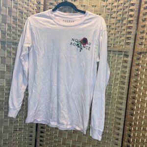 PacSun | Pink | "Nouveau Romance" Rose Graphic Long Sleeve Tee